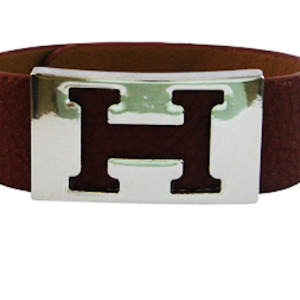 LEATHER BRACELET WITH SILVER “H" - Picture 2 of 3
